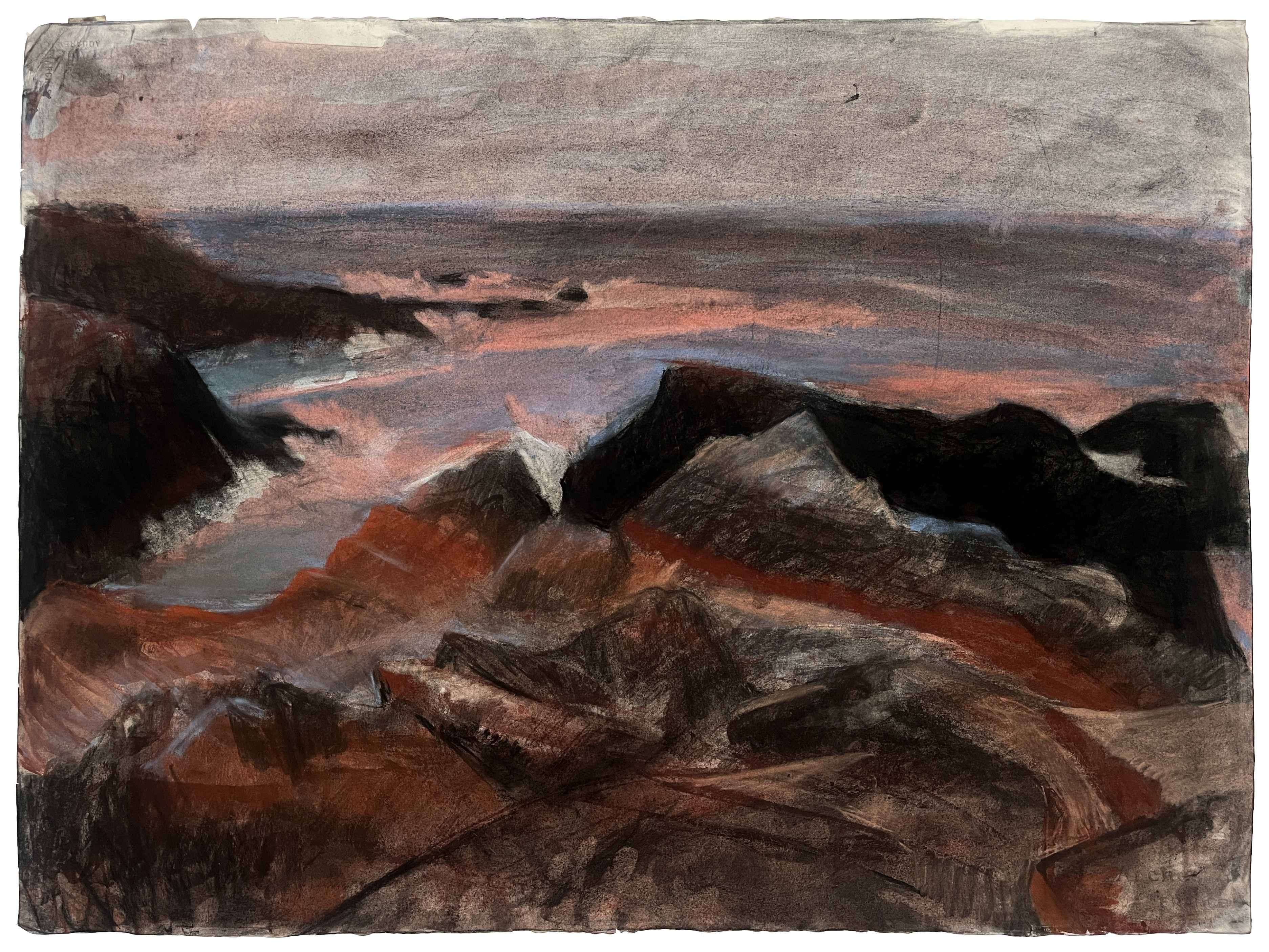 Seals are Safe Here, 15X22_, charcoal, conte, soft pastel and ink on watercolor paper, 2025, AVAILABLE
